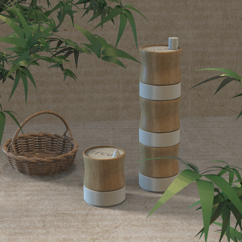 Stackable Bamboo Jars in the shape of bamboo knots for cream