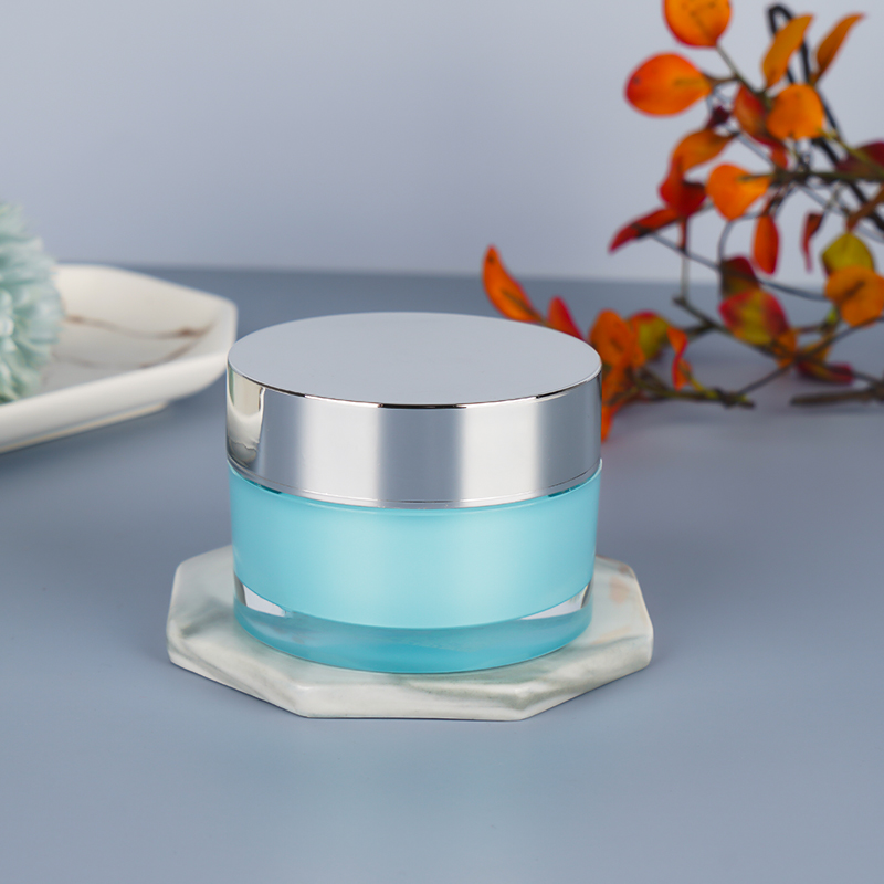 BDPAK Double-layer Plastic Custom Blue Skin Cream Jar