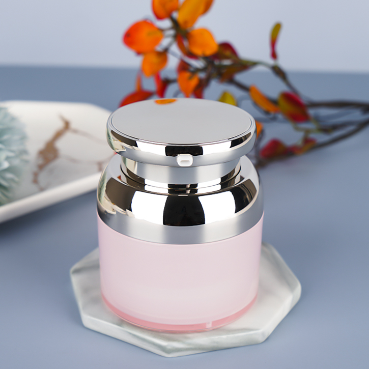 BDPAK Custom Plastic Pink Cream Jar with Golden Pump