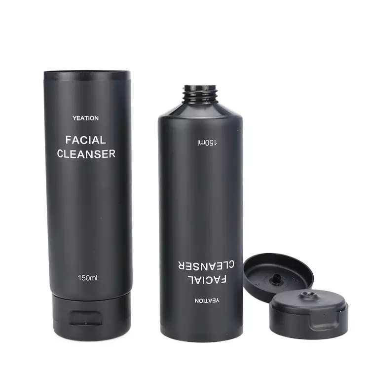 Factory Price 130ML 150ML 250ML Customized Shampoo Lotion Tubes Matte Black Cosmetic Plastic Tube for Facial Cleanser