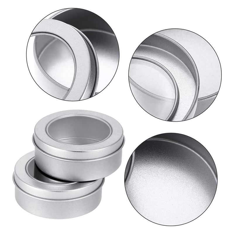 3oz 90ml Clear Window Round Aluminum Tin Cans Screw Top Lid Empty Lip Balm Tin Cans Cosmetic Storage Jars for Gifts Arts Crafts