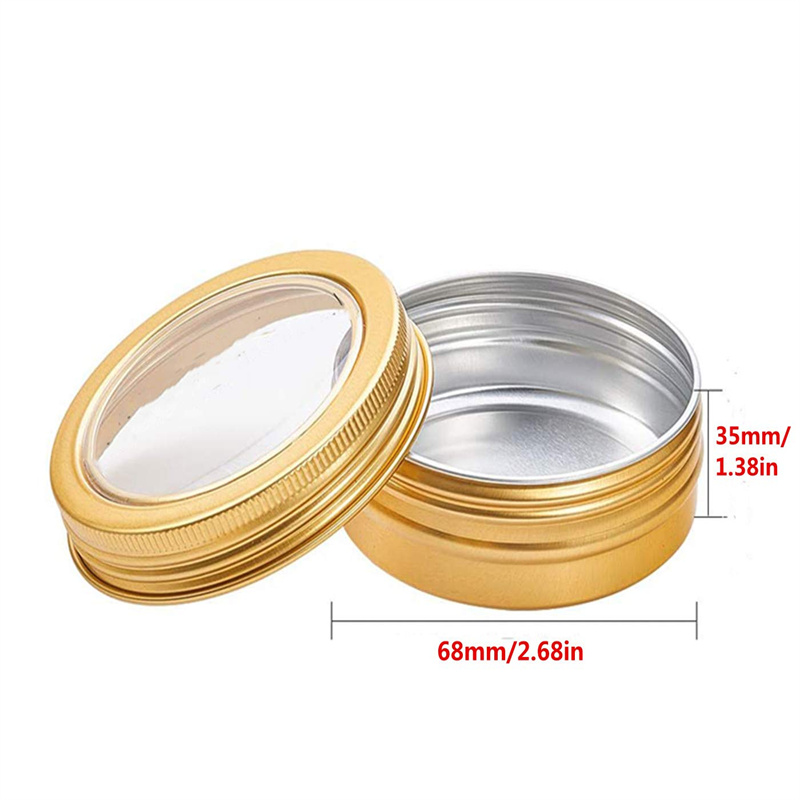 3oz 90ml Clear Window Round Aluminum Tin Cans Screw Top Lid Empty Lip Balm Tin Cans Cosmetic Storage Jars for Gifts Arts Crafts