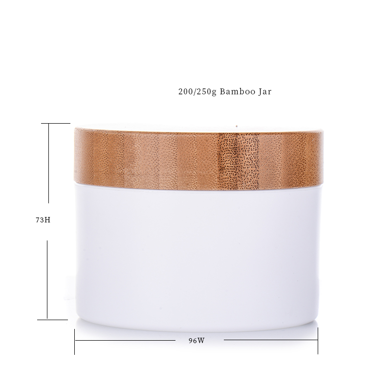 Custom 100ml 300ml High Quality Plastic Jar Clear Frosted Amber Cosmetic Cream Jars with Bamboo Printing Lid 50g 250g 300g 10oz