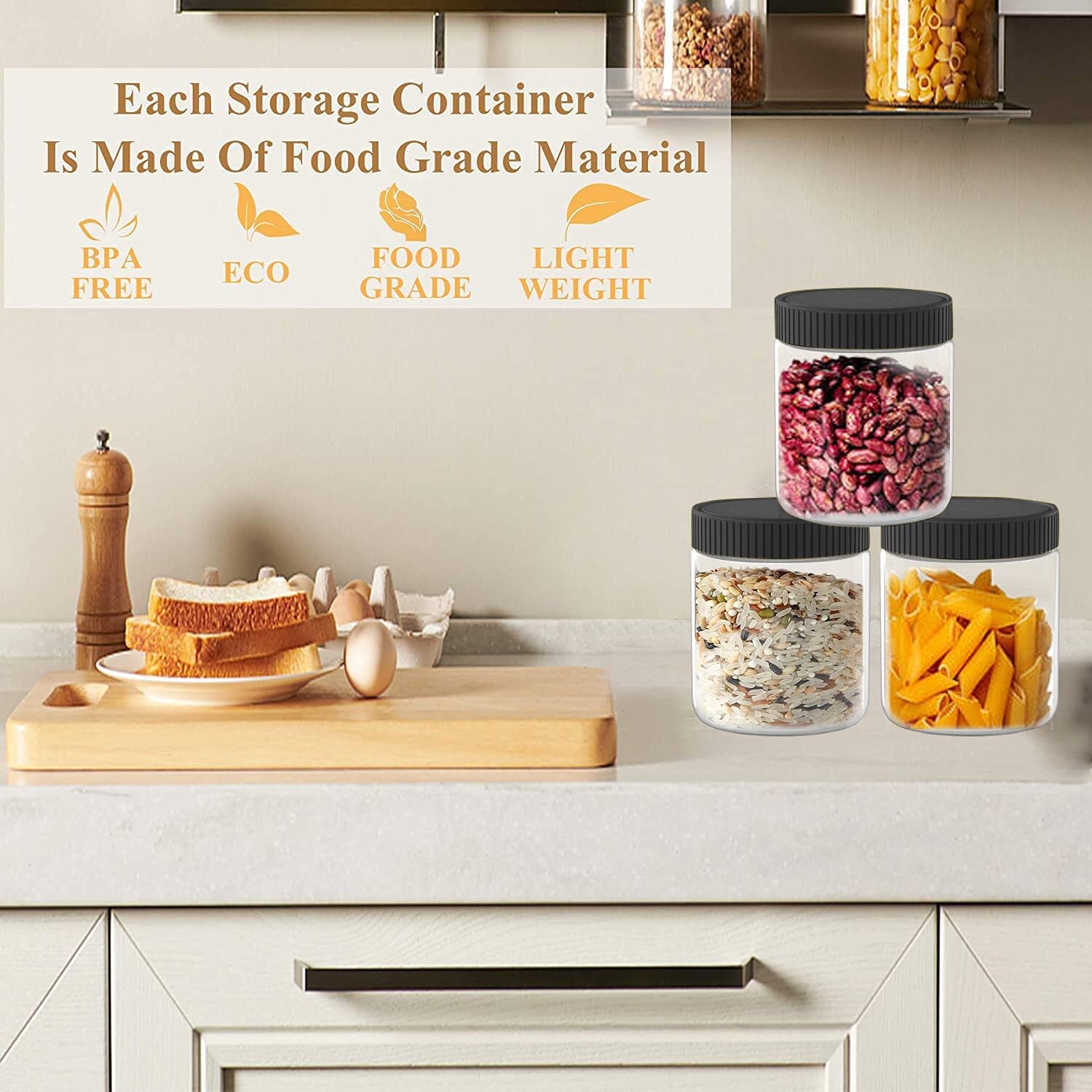 Cosmetics Containers Plastic Cream Jar with Lids Clear Gift Food Jars Round Empty PET Jars for Kitchen Storage