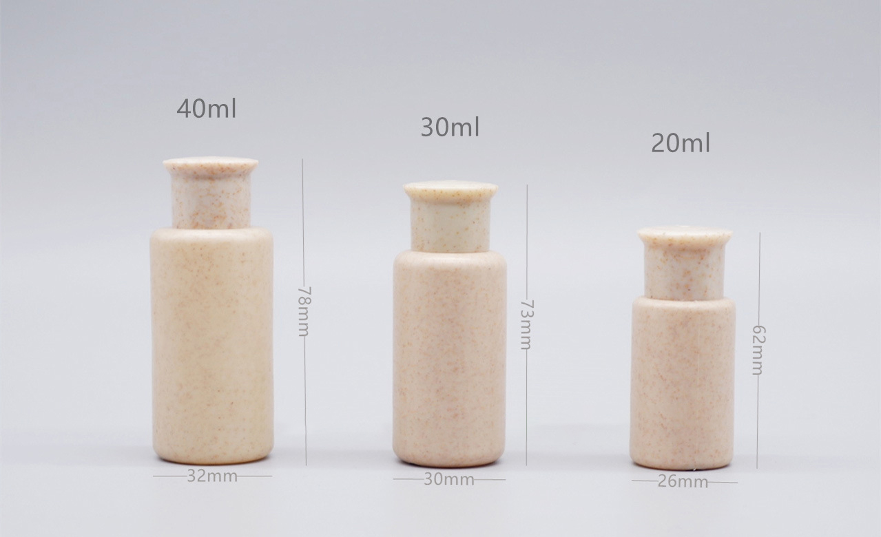 Eco Friendly Bottle 20ml 30ml 40ml 50ml Wheat Straw Biodegradable Toiletry Packaging Travel Empty Bottle Shampoo Lotion Bottle