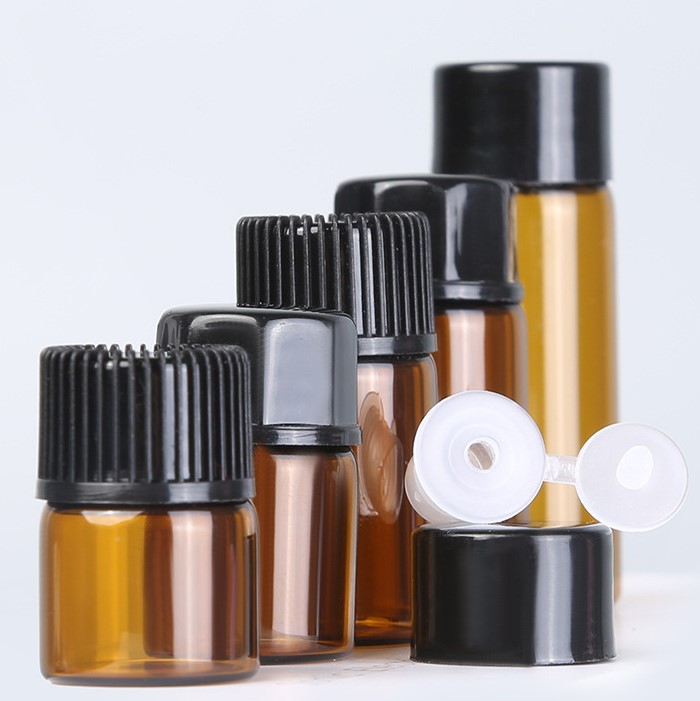 eco friendly Travel Mini Amber Essential oil Glass Bottle 1ml 2ml 3ml 4ml 5ml Small Sample Dropper Bottle