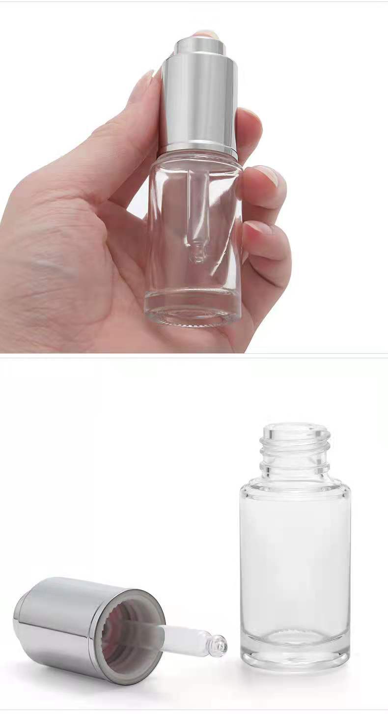 1oz 30ml 20ml 50ml 100ml Flat Shoulder Press button Frosted Empty Essential oil Glass dropper Bottles Cosmetic Serum Bottle