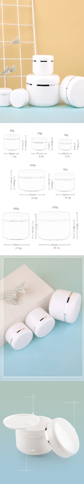 Wholesale 20G 50G 100G 150G 250G White Frosted Plastic PP Jar Face Cream Bottle Body Scrubs Container