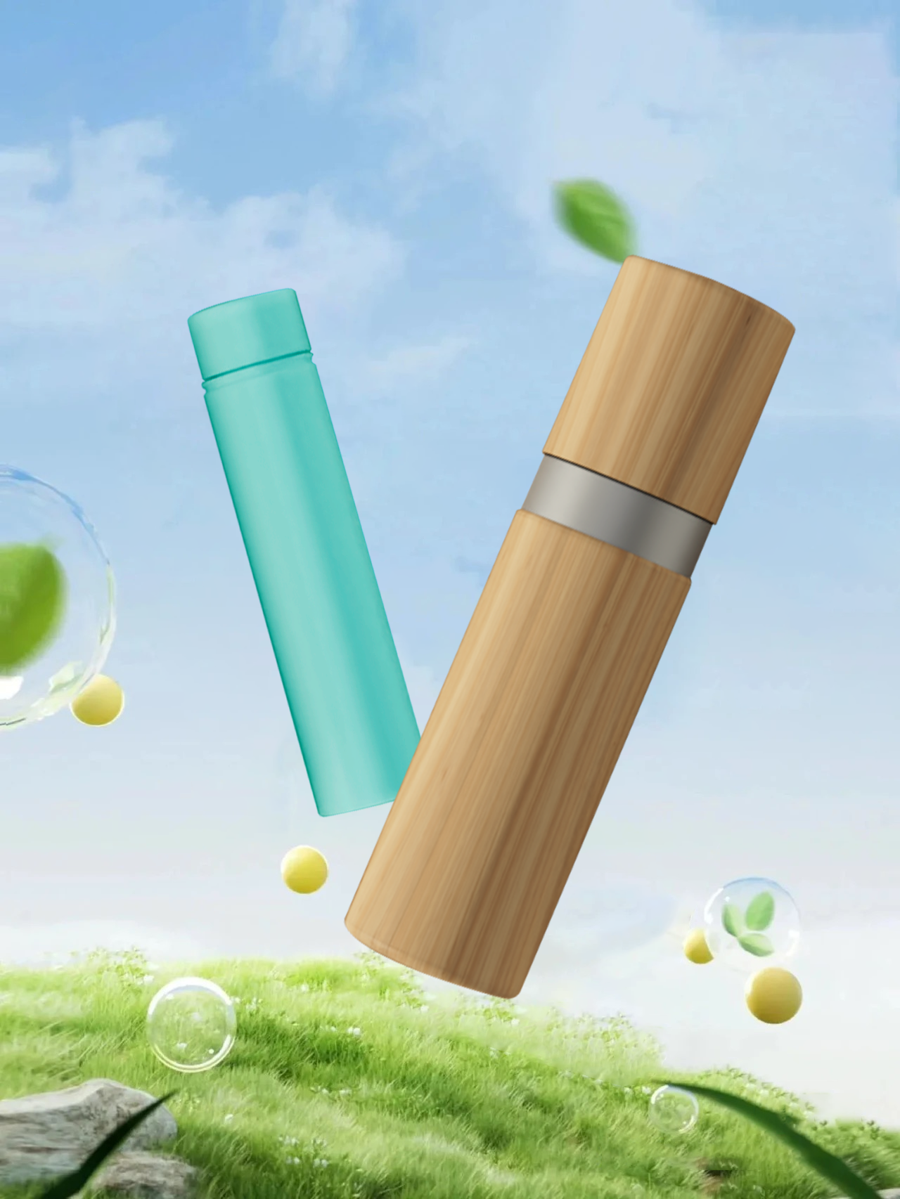 Custom Oral Care packaging Container Eco friendly Bamboo Airless Pump Bottle for toothpaste