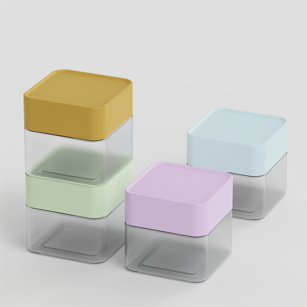 Fun Stackable Square pet Plastic Jar for gummies packaging