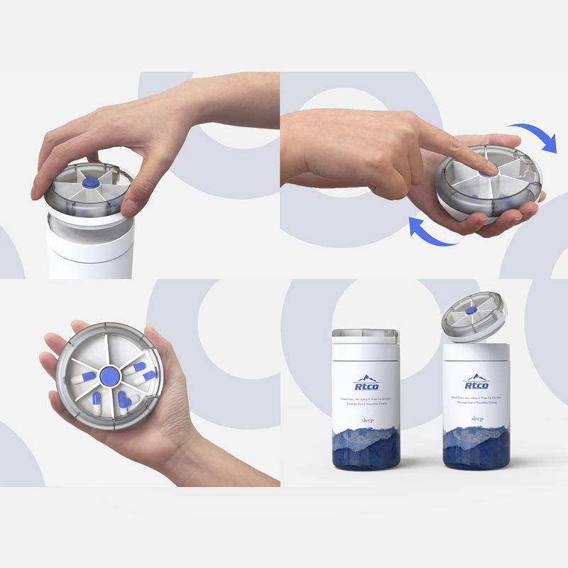 New Design Self-rotating pill bottle with button