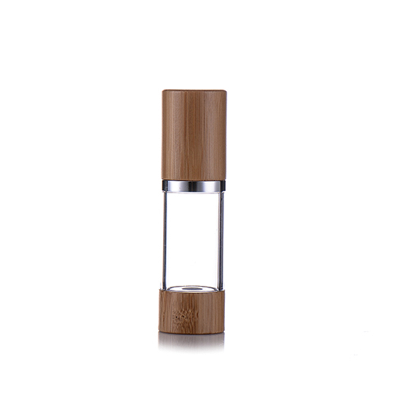 Clear Bamboo Airless Bottle with bamboo lid