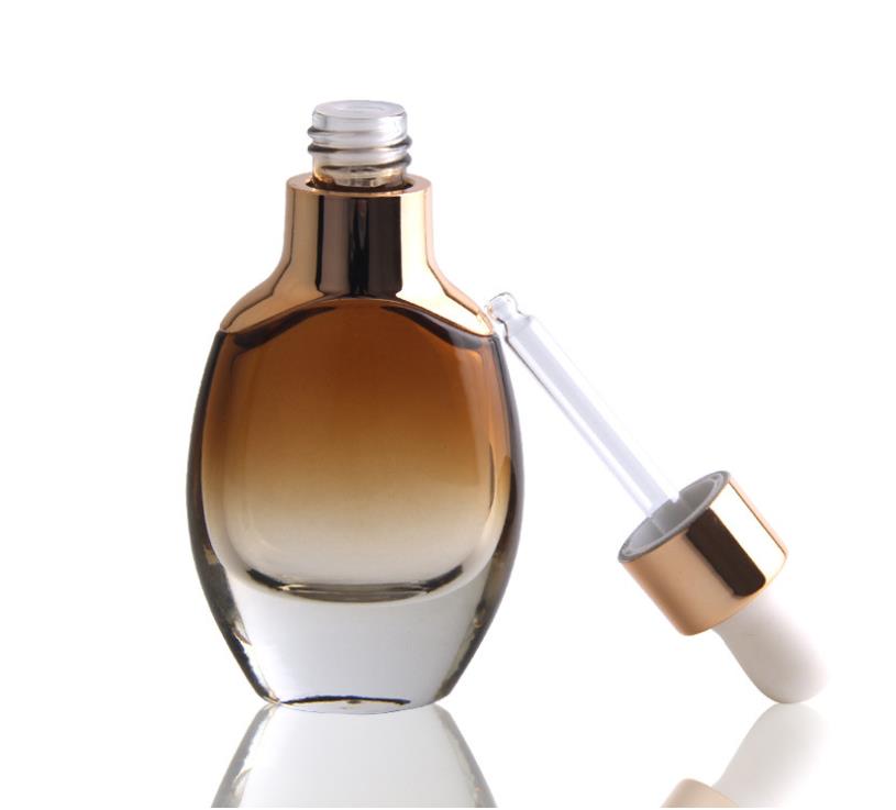 Hot Selling Oval Shape 15Ml 30Ml 35ML 50Ml 60Ml Luxury Glass Essential Oil Serum Dropper Bottle