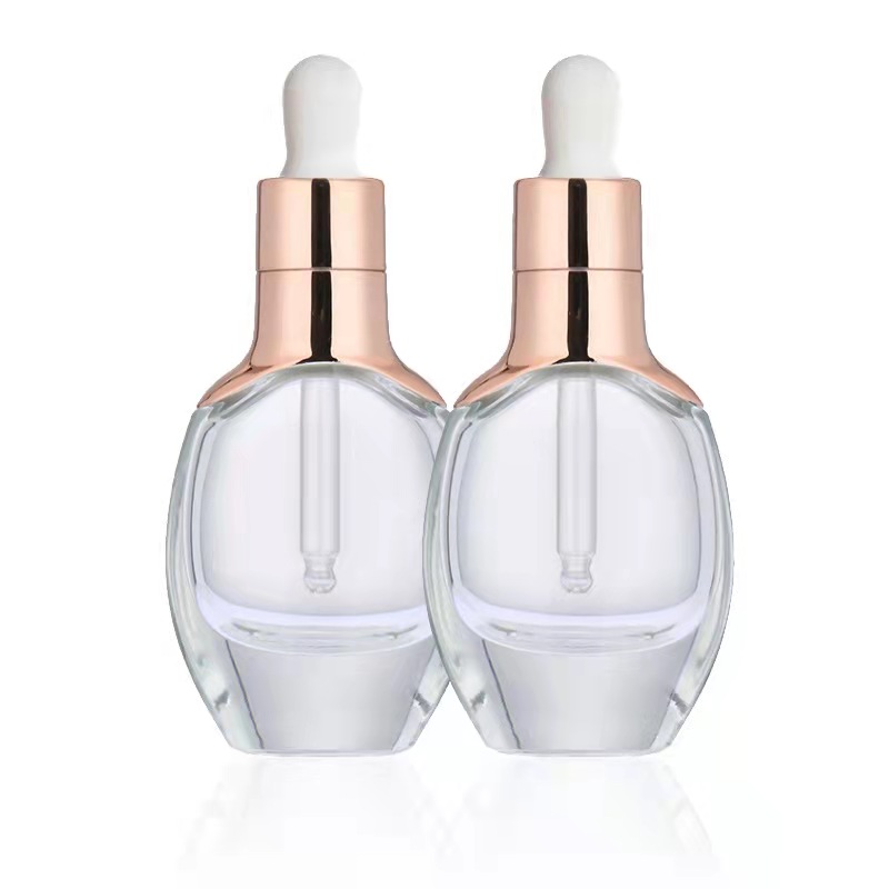 Hot Selling Oval Shape 15Ml 30Ml 35ML 50Ml 60Ml Luxury Glass Essential Oil Serum Dropper Bottle