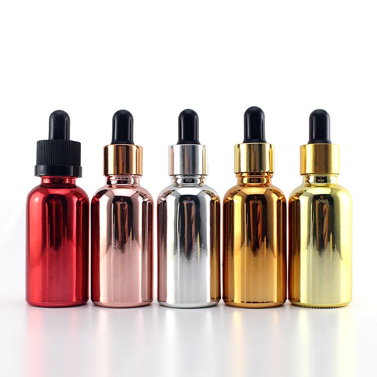 Beautiful Electroplate Gold Glass Dropper Bottles For Essential Oil CBD Serum Packaging