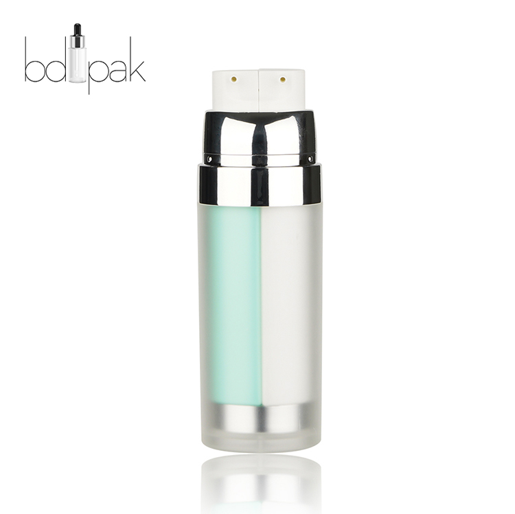 BDPAK High Quality 30ml 50ml Cosmetic Airless Bottle Double Pump Lotion Bottle