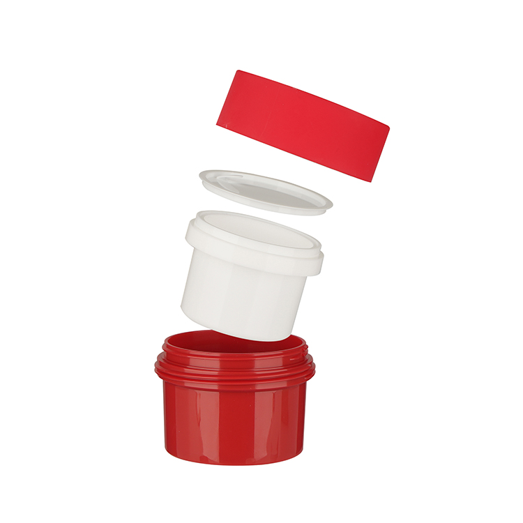 Custom Red/White Double Replaceable Plastic Cream Jar with Lid