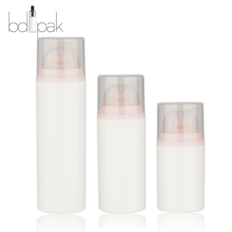 BDPAK New Design 15ml 30ml 50ml Plastic Airless Lotion Bottle with Pink Pump Head