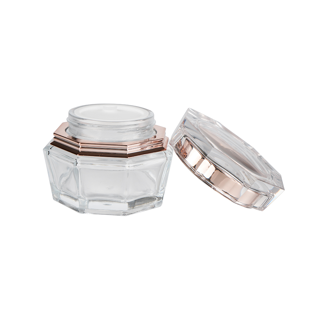 BDPAK Custom Luxury Polygon Glass Face Cream Jar