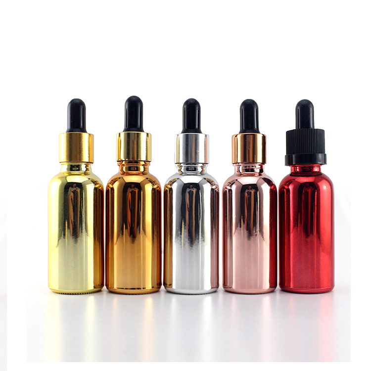 Custom Electroplate Colorful Dropper Bottles For Essential Oil Packaging