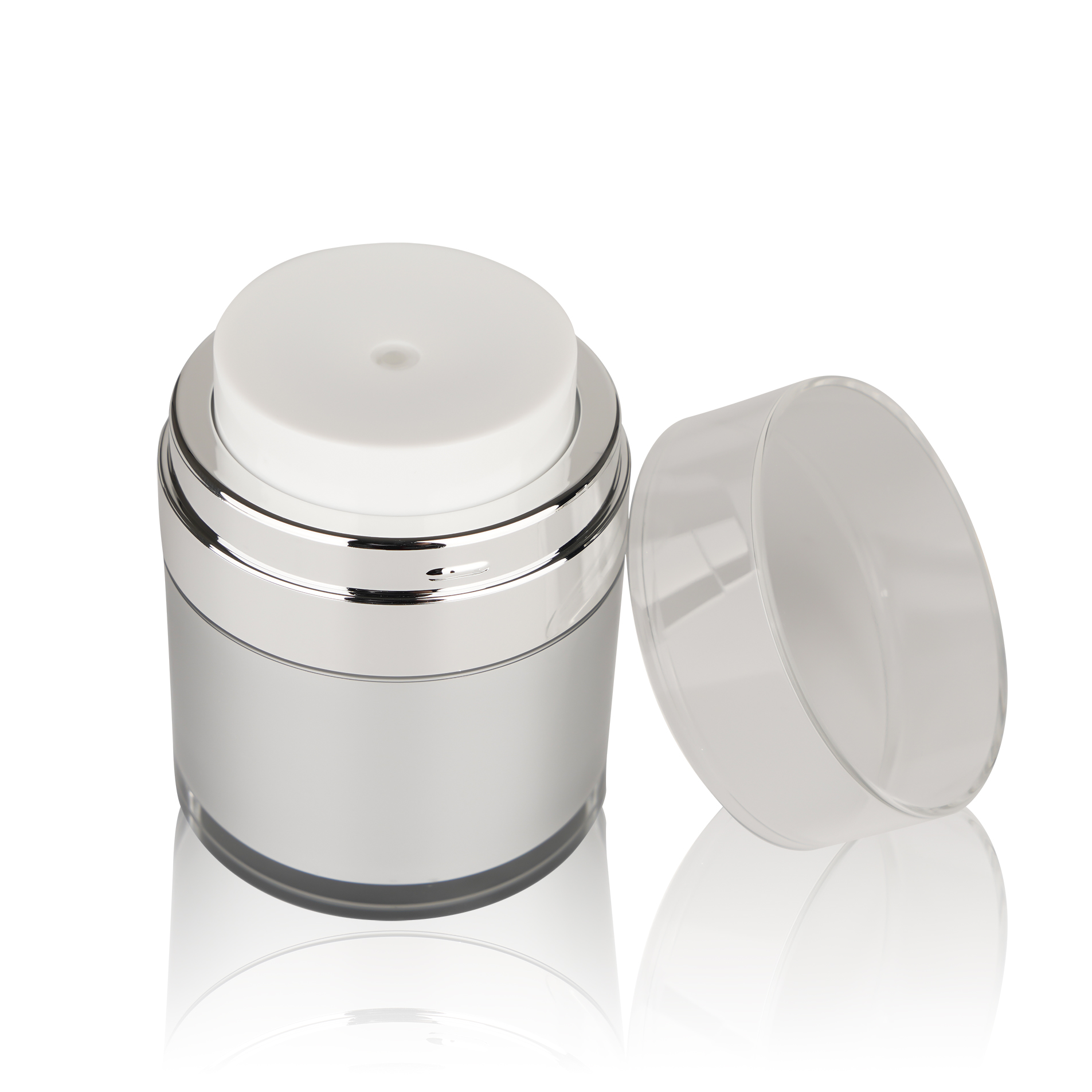 Chinese Supplier Cosmetic Packaging Custom Plastic Silver Cream Jar