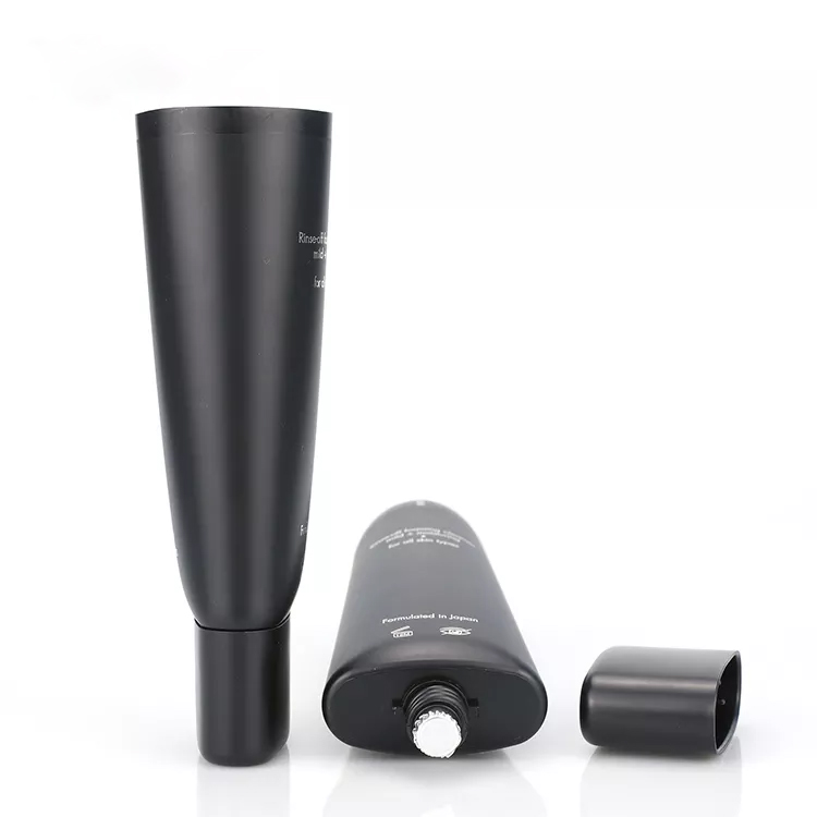 Cosmetic Plastic Tube Black Flat Soft Tube Packaging with Screw Cap for Facial Cleanser Cream