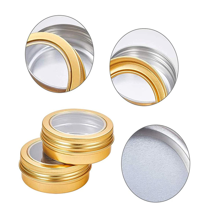 3oz 90ml Clear Window Round Aluminum Tin Cans Screw Top Lid Empty Lip Balm Tin Cans Cosmetic Storage Jars for Gifts Arts Crafts