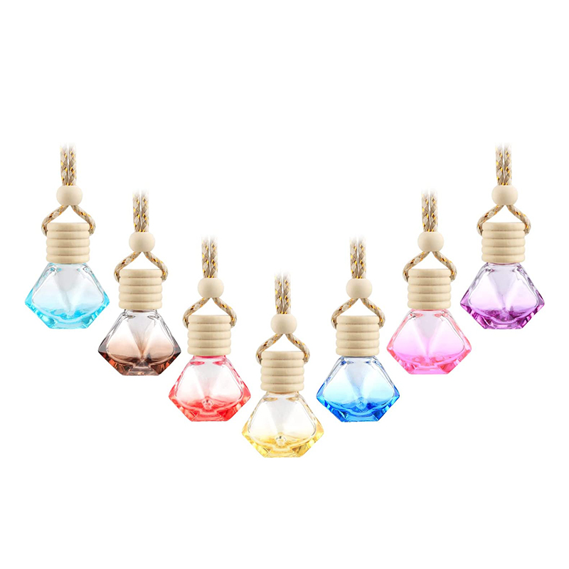 High Quality 5ml 6ml 8ml 10ml Iridescent Perfume Glass Bottle Air Freshener Empty Vent Car Aroma Diffuser Glass Bottle Hanging