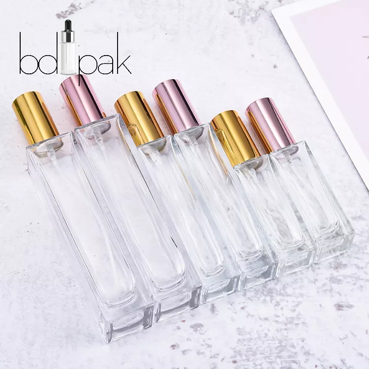 Wholesale 15ml 30ml 50ml 100ml Clear Empty Square Shaped mini Perfume Bottle