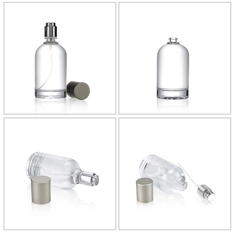 Custom Logo 30ml 50ml 100 ml Eco Friendly Crimping Glass Fine Mist Spray Bottles Clear Round Empty Perfume Bottle for Cosmetic