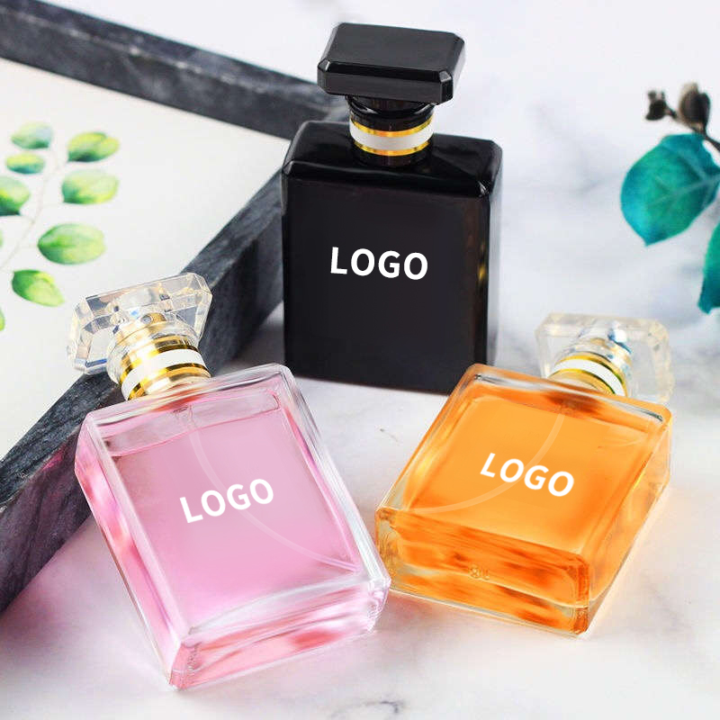 30 ml Free Sample Flat Square Frosted Clear Perfume Bottle with Perfume Pump Empty Glass Perfume Bottle 30ml 50ml 100ml