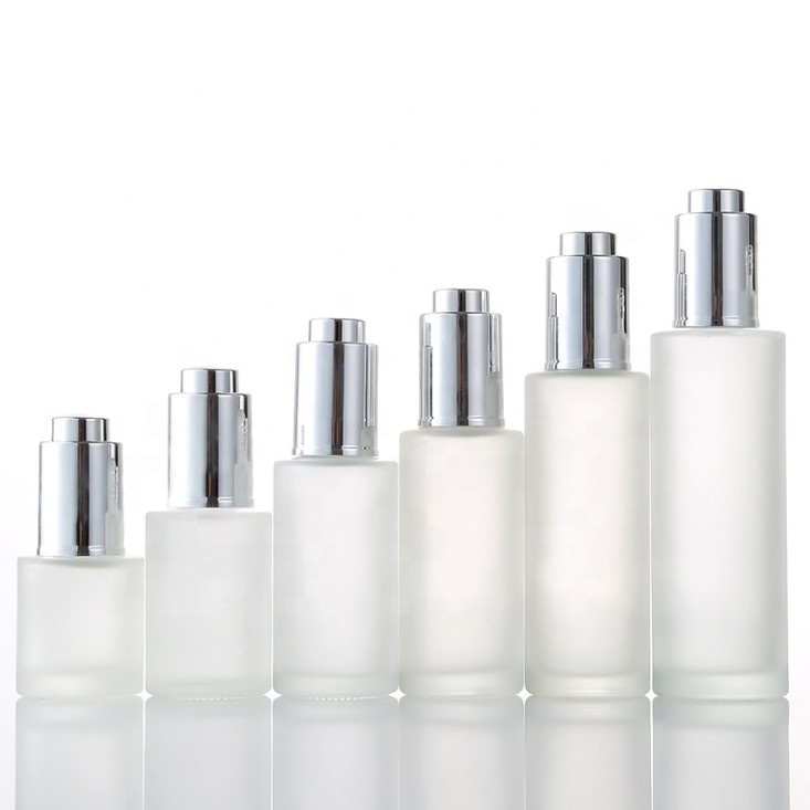 1oz 30ml 20ml 50ml 100ml Flat Shoulder Press button Frosted Empty Essential oil Glass dropper Bottles Serum Bottle