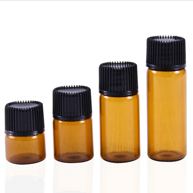 eco friendly Travel Mini Amber Essential oil Glass Bottle 1ml 2ml 3ml 4ml 5ml Small Sample Dropper Bottle