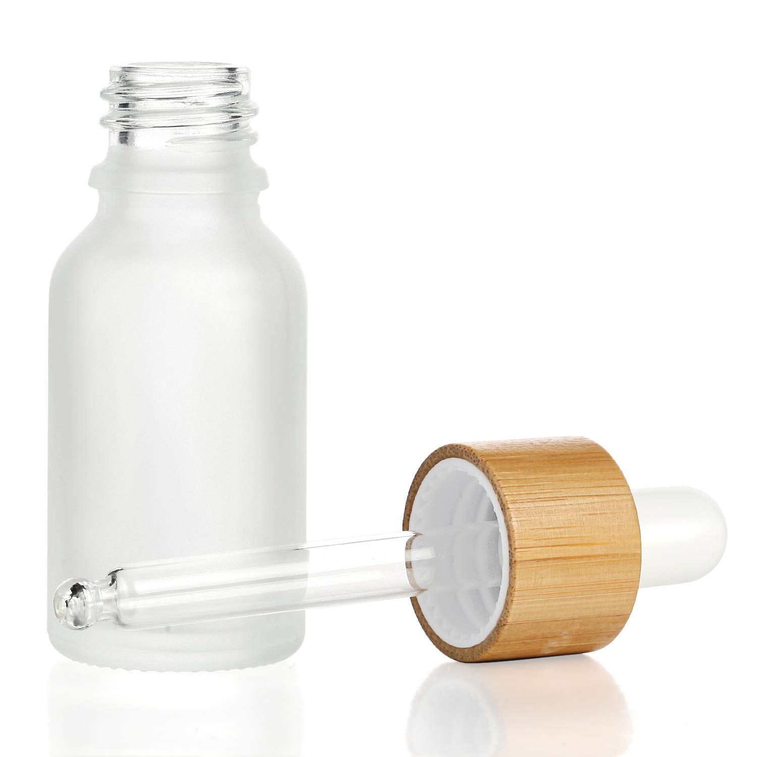 30ml BPA free and Lead-free Reusable and Refillable Cosmetic Packaging Bamboo Glass Essential Oil Dropper Bottles with Lid