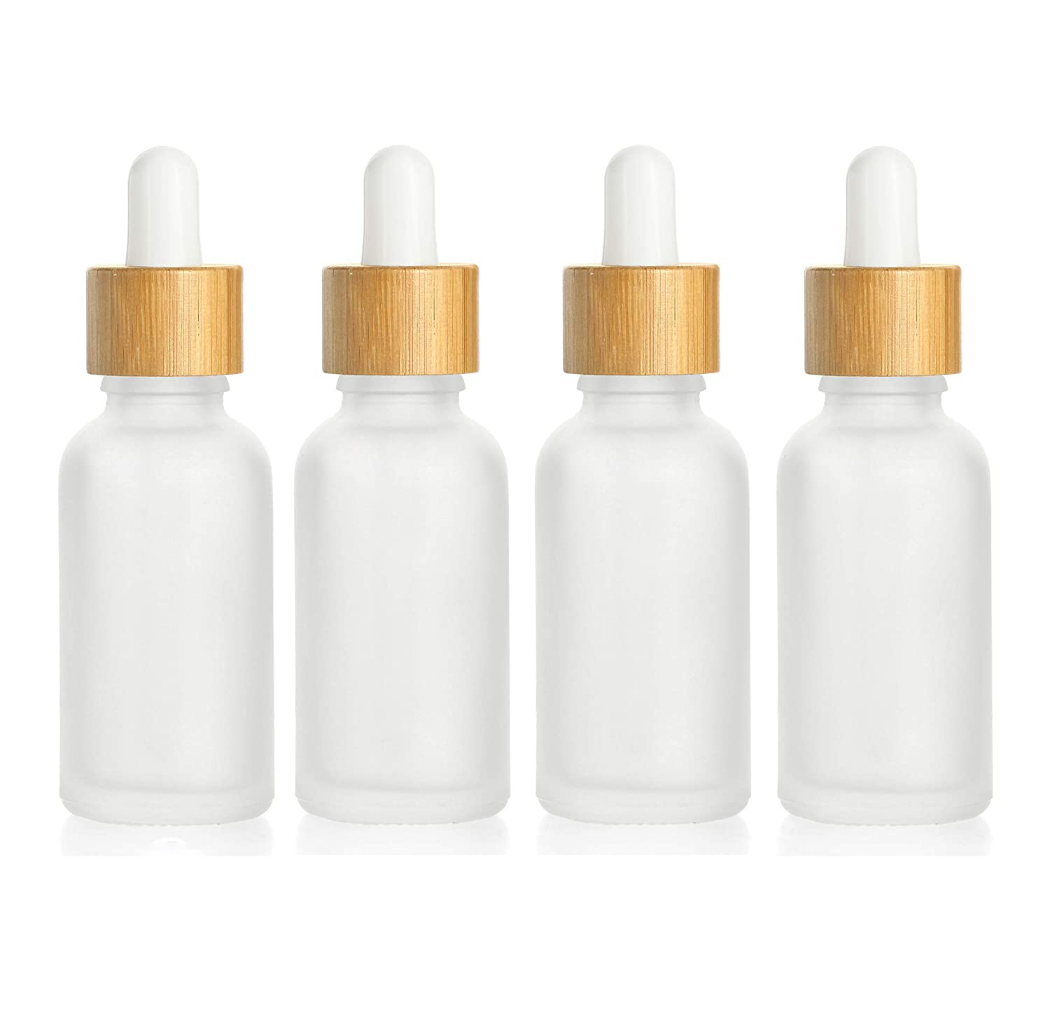 30ml BPA free and Lead-free Reusable and Refillable Cosmetic Packaging Bamboo Glass Essential Oil Dropper Bottles with Lid