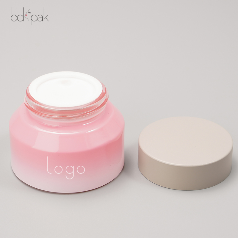 wholesale 30g 50g Round Tower Shoulder frosted Empty Pink White Face Cream Glass Cosmetic Jar