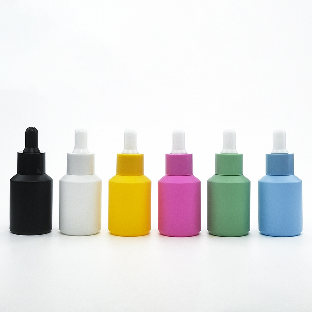 Custom Color 30ml 15ml 1oz Frosted Slanted Dropper Bottle Glass for skin care serum