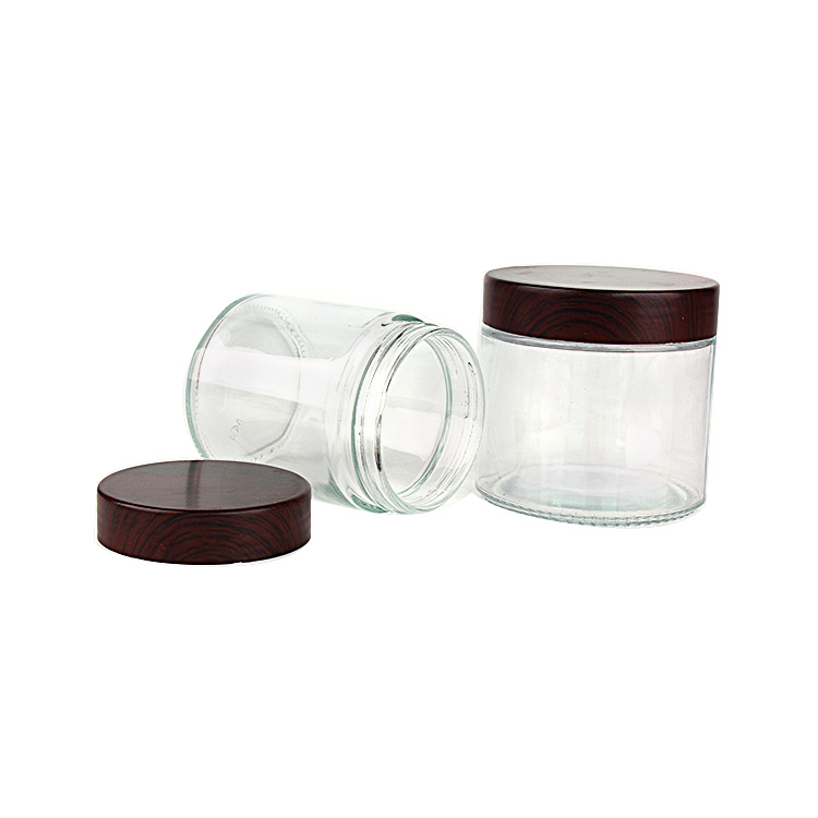 Round Transparent green brown glass unique apothecary candle jar 8oz 250ml 200ml 300ml 260ml wholesale Glass jars