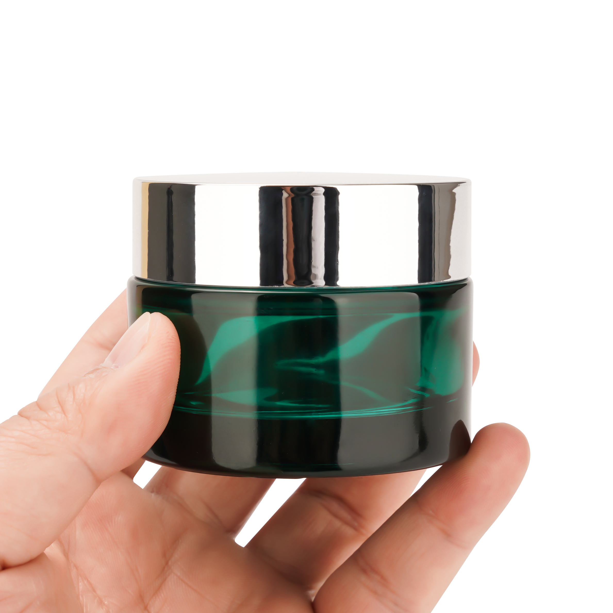 Green Glass Cream Jar for skin care