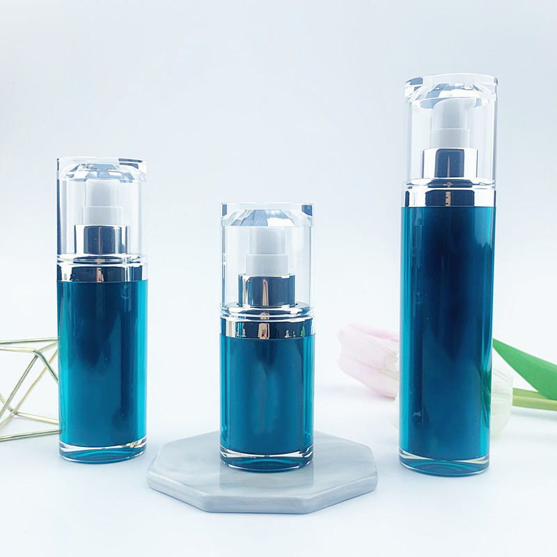 Factory Price 30ml 50ml 100g Acrylic Lotion Luxury Blue Serum Matte Refillable Airless Pump Bottle