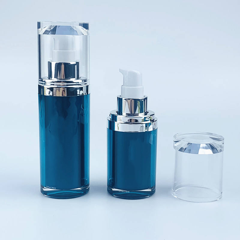 Factory Price 30ml 50ml 100g Acrylic Lotion Luxury Blue Serum Matte Refillable Airless Pump Bottle