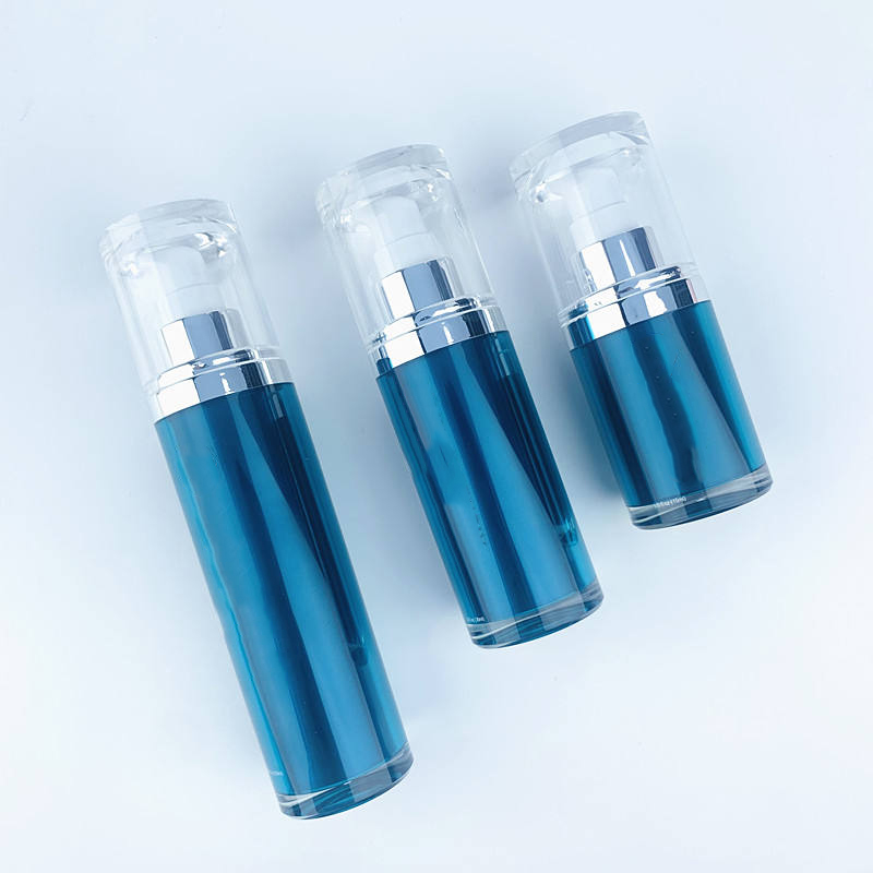 Factory Price 30ml 50ml 100g Acrylic Lotion Luxury Blue Serum Matte Refillable Airless Pump Bottle