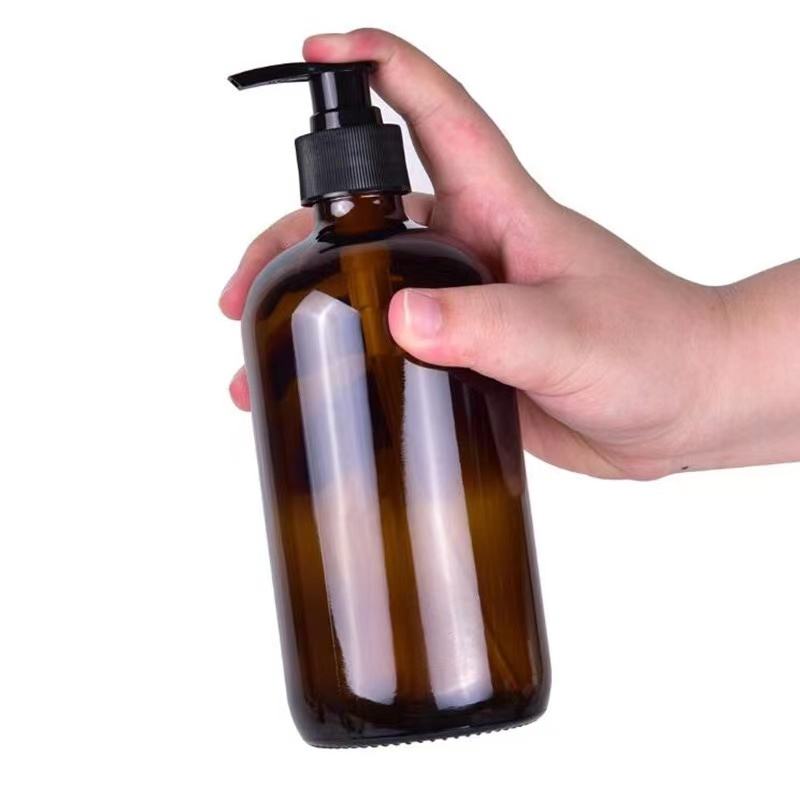 180ml 200ml 300ml 500ml 16oz 8oz Empty Dark Amber Glass Boston Bottle for personal care packaging