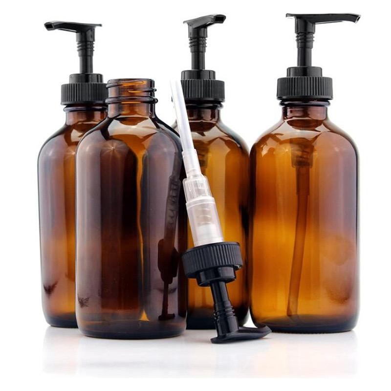 180ml 200ml 300ml 500ml 16oz 8oz Empty Dark Amber Glass Boston Bottle for personal care packaging