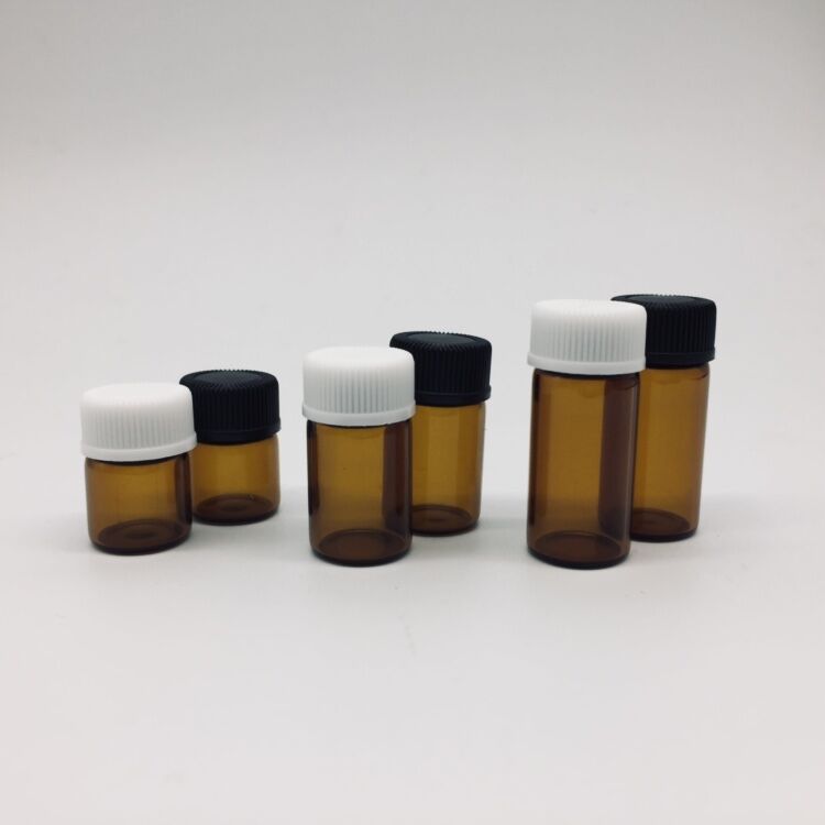 1ml 2ml 3ml 5ml Clear Black Amber Brown Essential oil Bottle Plastic Screw Cap Glass Vial with Dropper for Mini Serum oil Sample