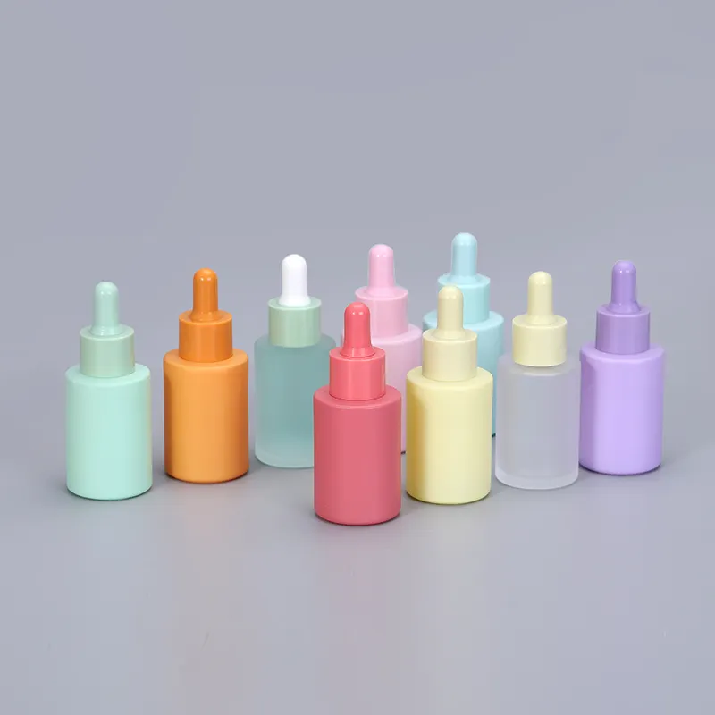 Sample Pipette Glass Bottle Blue Amber Pink Green Red White 30 ml 15ml Slanted Serum Colored Essential oil Bottle with dropper