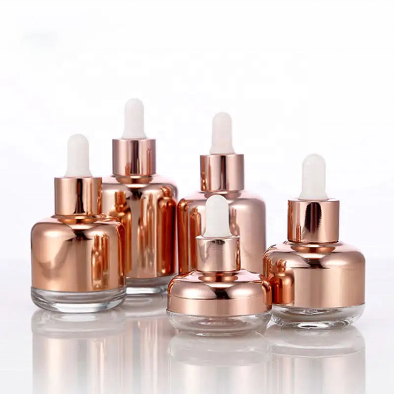 Custom Luxury 20ml 30ml 40ml 50ml 60ml Matte Black Rose Gold Glass Dropper Bottle for Eye CBD Serum Oil