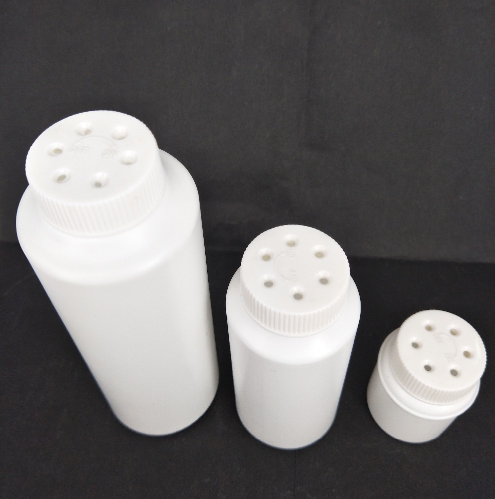 Wholesale Tamper Proof talc Loose HDPE Plastic Bottle Powder Shaker Bottle with sifter cap 30cc 100cc 200cc Talcum Powder Bottle