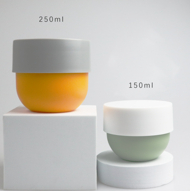 Customized Semi-circular PET PP Jars Products Body scrub Container Empty Hair vitamins Cream Jar