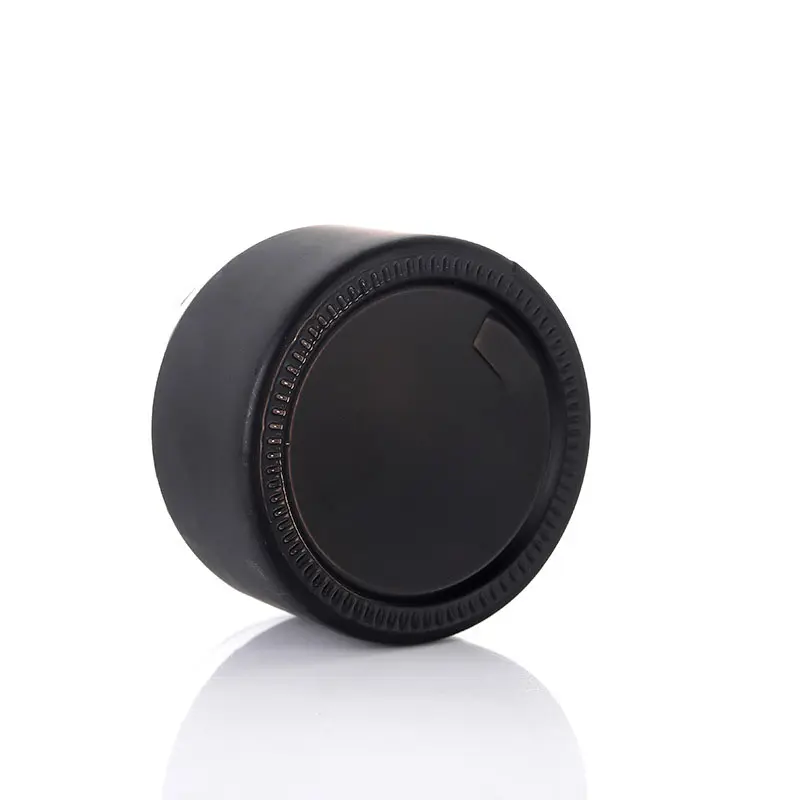 Black Frosted Glass Jar Bamboo lid for skin care